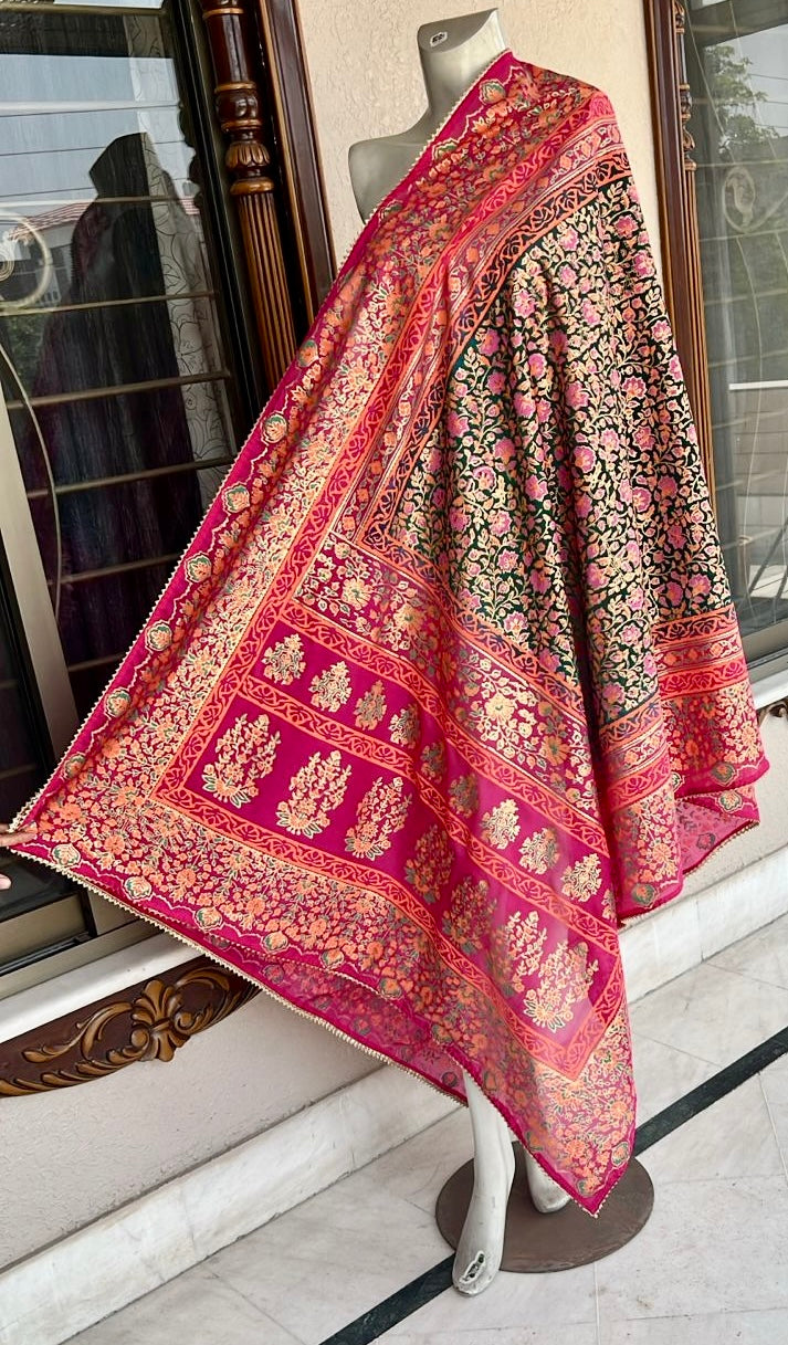 Block Printed Silk Dupatta