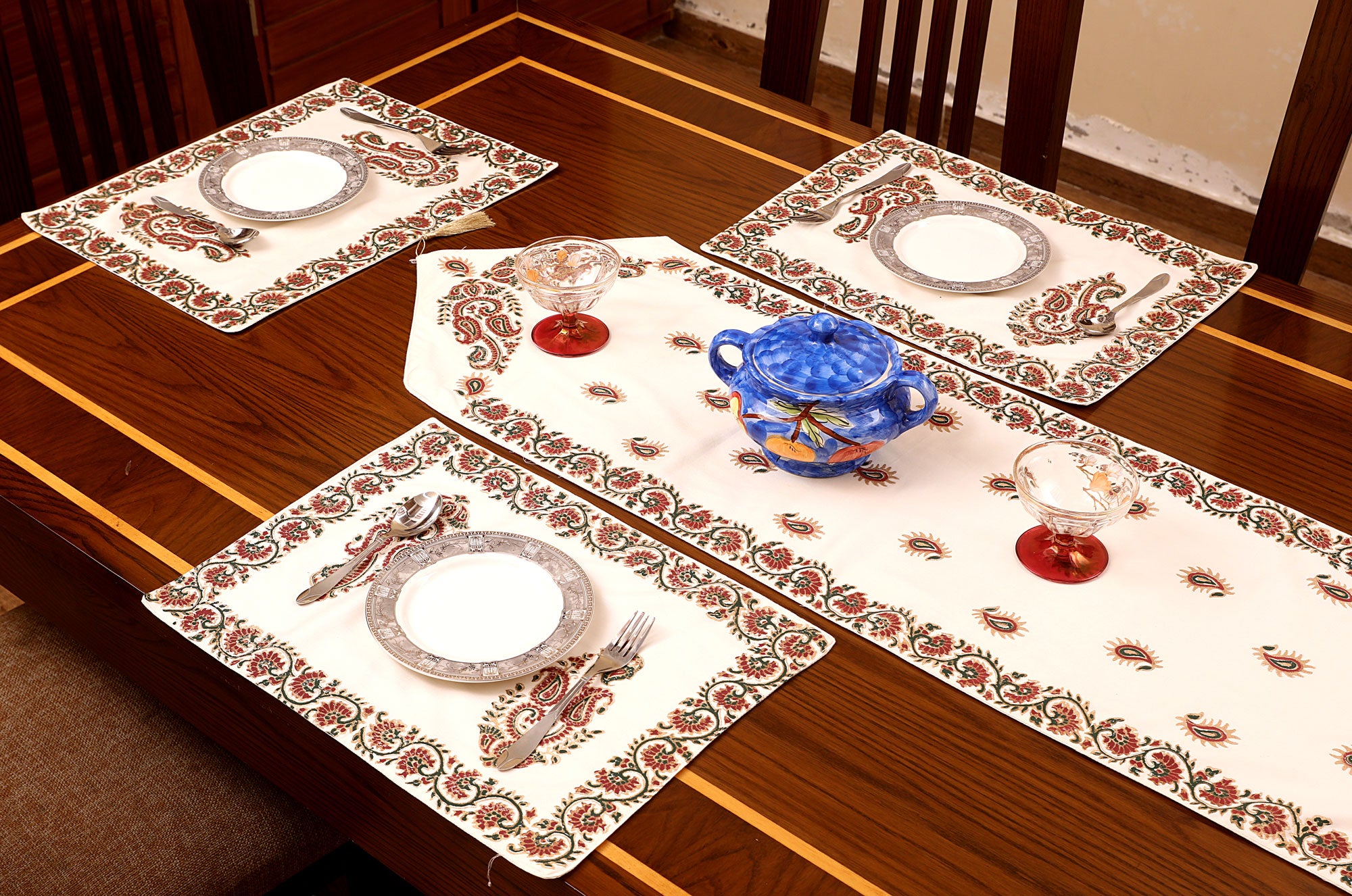 Block Printed Table Runner & Placemats