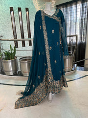 Chiffon Block Printed Angrakha With Embellishments