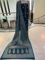 Pure Raw Silk Block Printed Suit