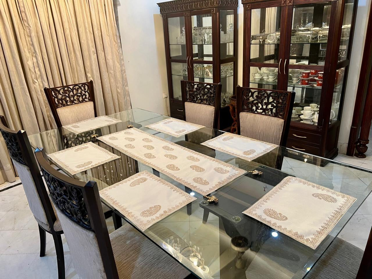Block Printed Table Runner & Place Mats