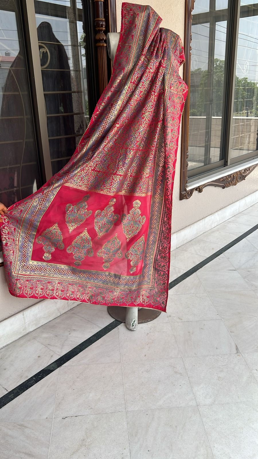 Block Printed Silk Dupatta