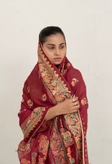 Block Painted Silk Dupatta