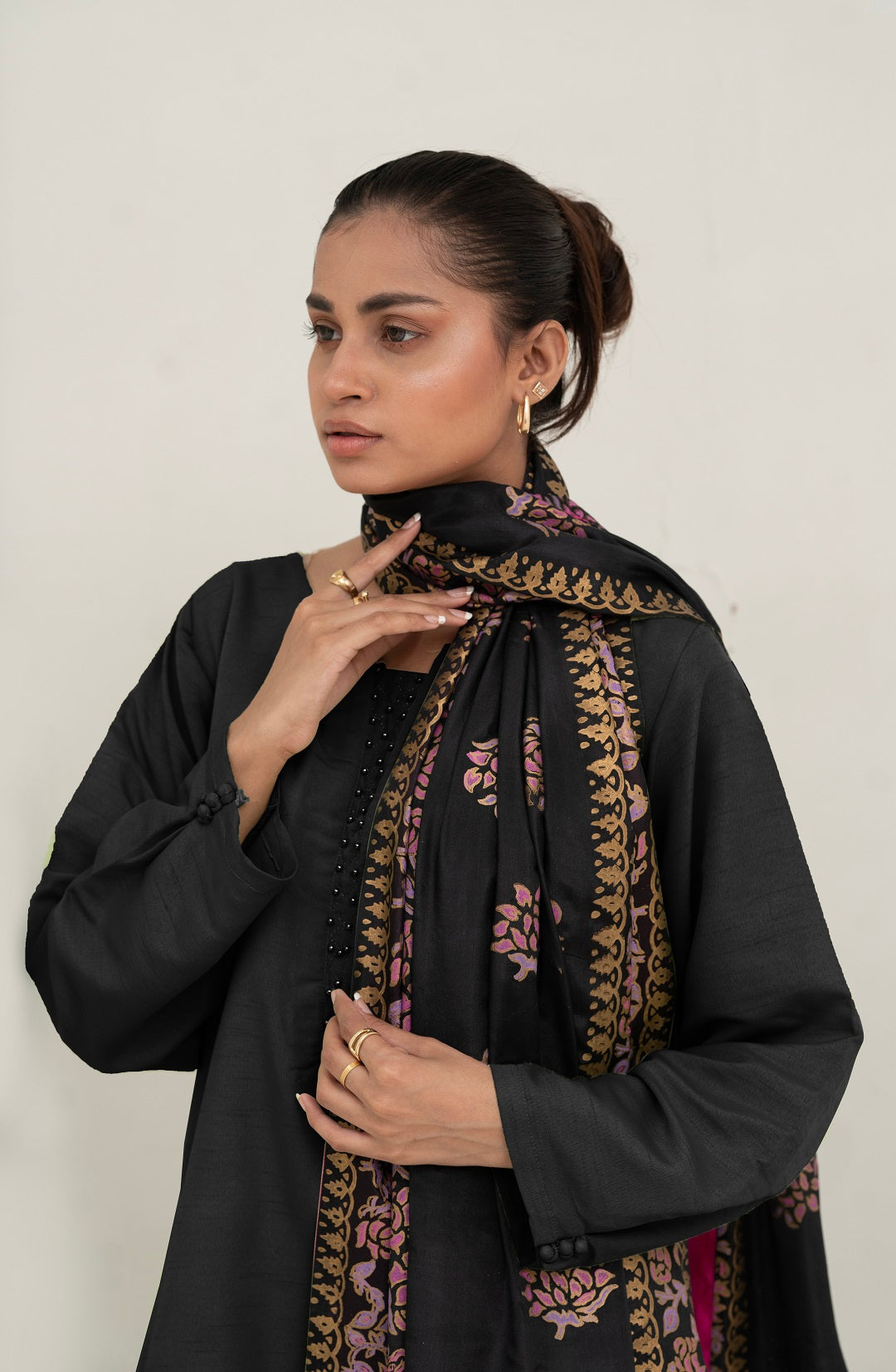 Block Painted Silk Dupatta
