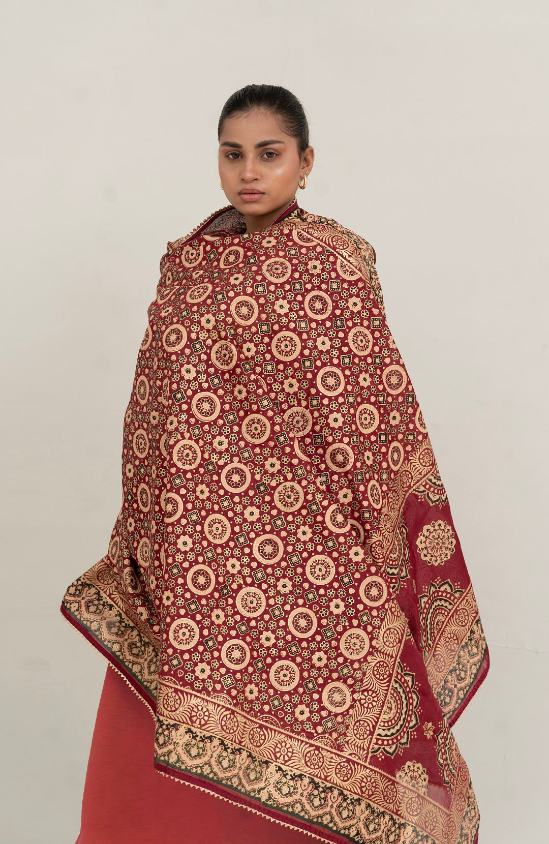 Block Printed Silk Dupatta