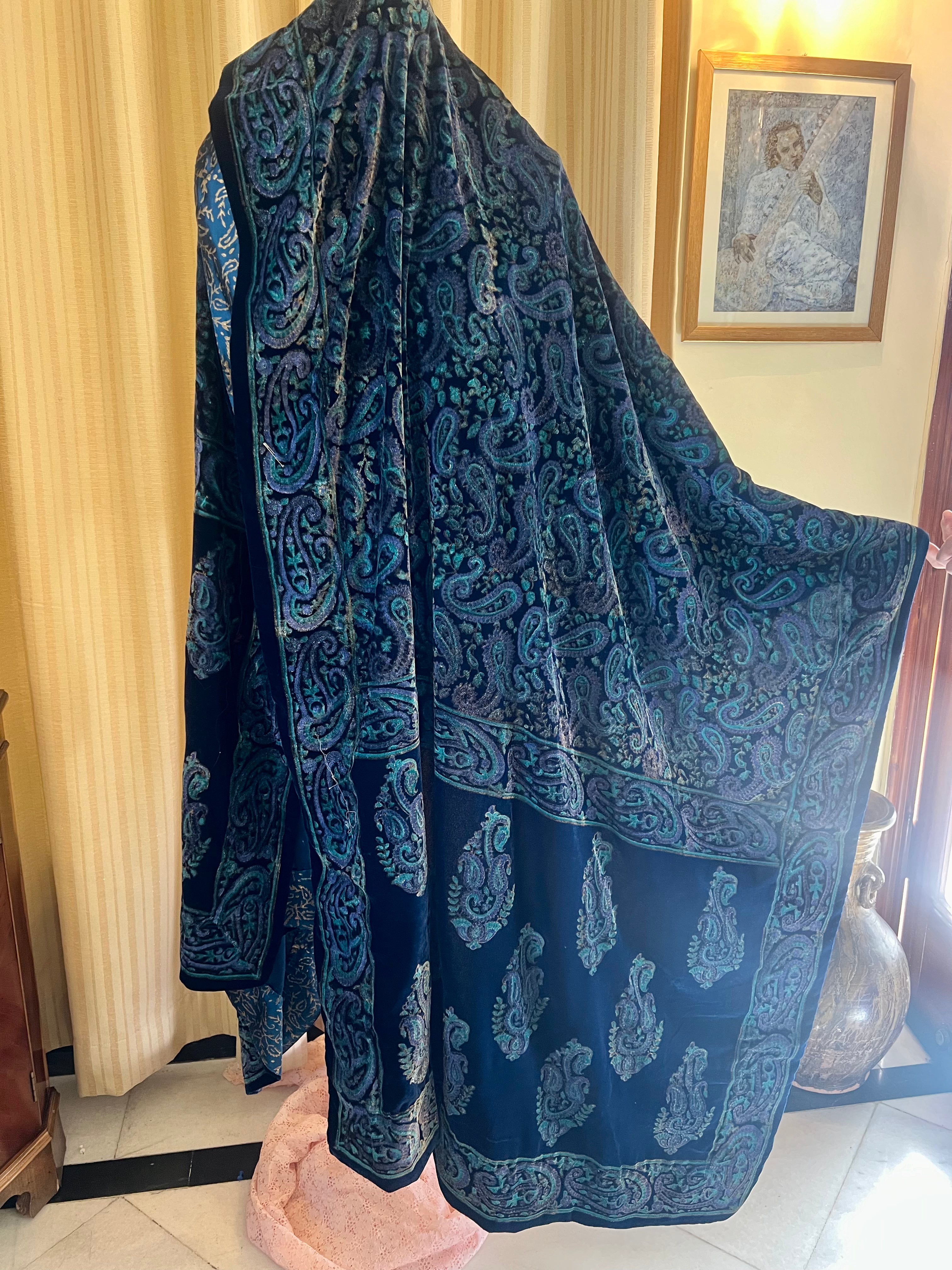Block Printed Velvet Shawl
