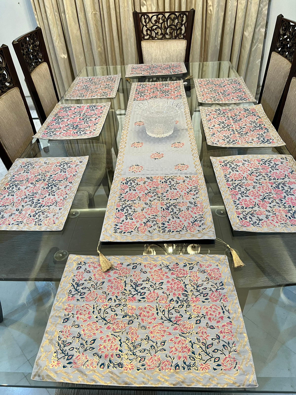 Block Printed Table Runner & Place Mats