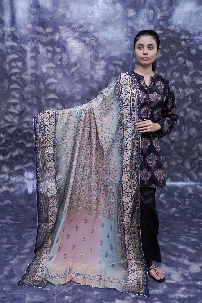 Chiffon Block Printed Dupatta